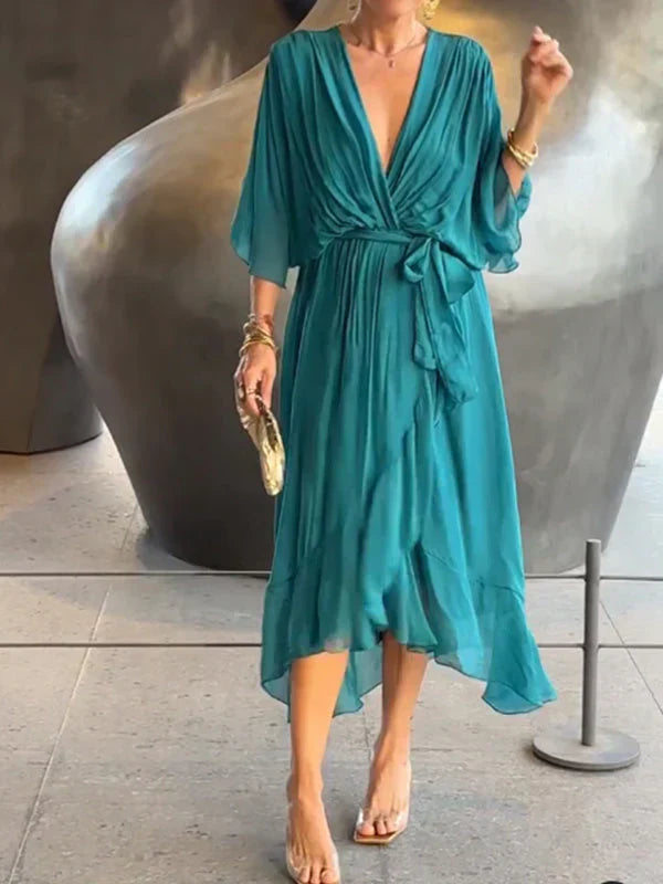 Esperance | Silk Chiffon V-Neck Dress