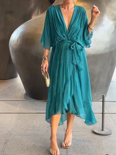 Esperance | Silk Chiffon V-Neck Dress