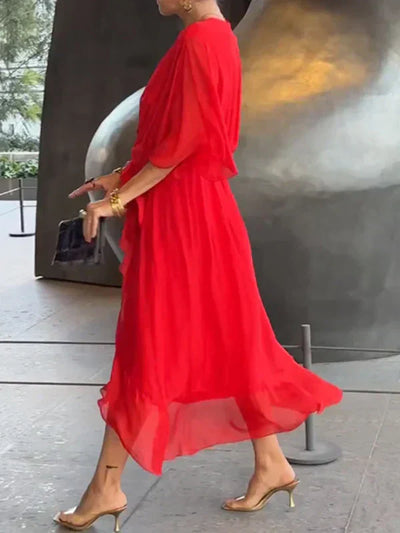 Esperance | Silk Chiffon V-Neck Dress
