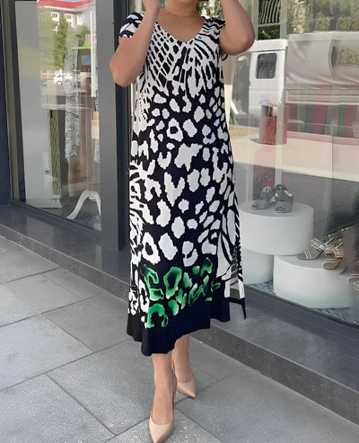 Amora Printed Short Sleeve Dress