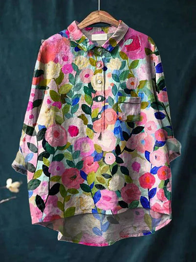 Colorful Spring Floral Garden Printed Shirt