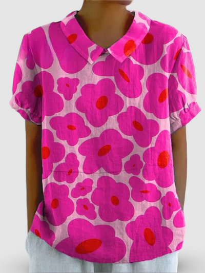Vibrant Pink Floral Pattern Printed | Women's Casual Cotton Shirt