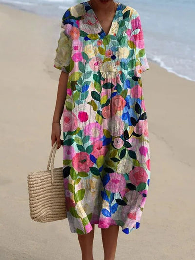 Colorful Spring Floral Garden Printed Shirt
