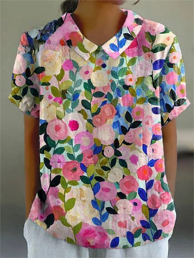 Colorful Spring Floral Garden Printed Shirt