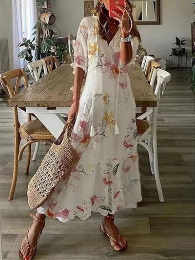 Ava Elegant Boho Dress with Tummy Cover